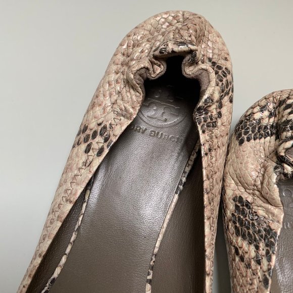 Tory Burch Snake Embossed Leather Ballet Flats - Picture 6 of 9